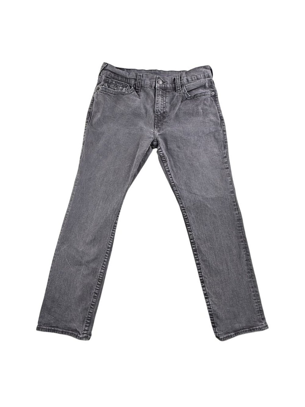 True Religion Ricky Jeans Mens 38x32 Black Relaxed Straight Flap Stretch Denim
